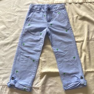Janie and Jack almost new chambray pants with embroidered palm trees size 5